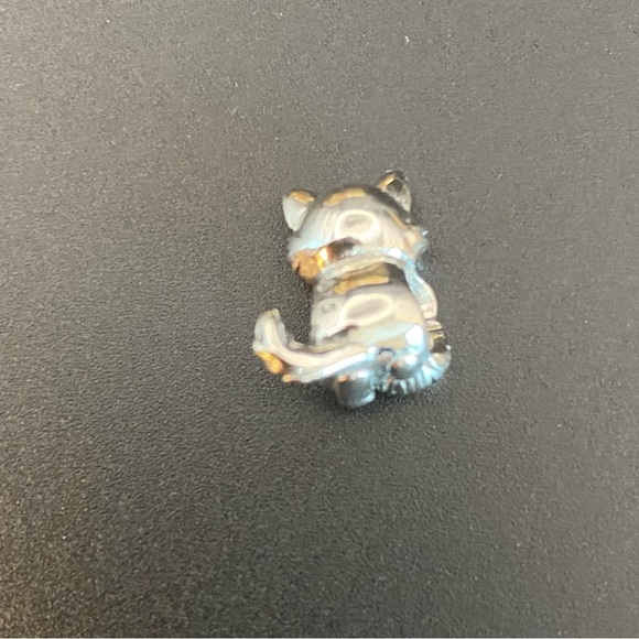 925 Sterling Silver Cat Pandora Style Charm with Pink Accents - Picture 4 of 4